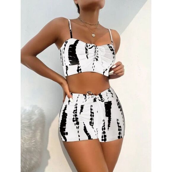 White printed Bikini sz large - Picture 1 of 11